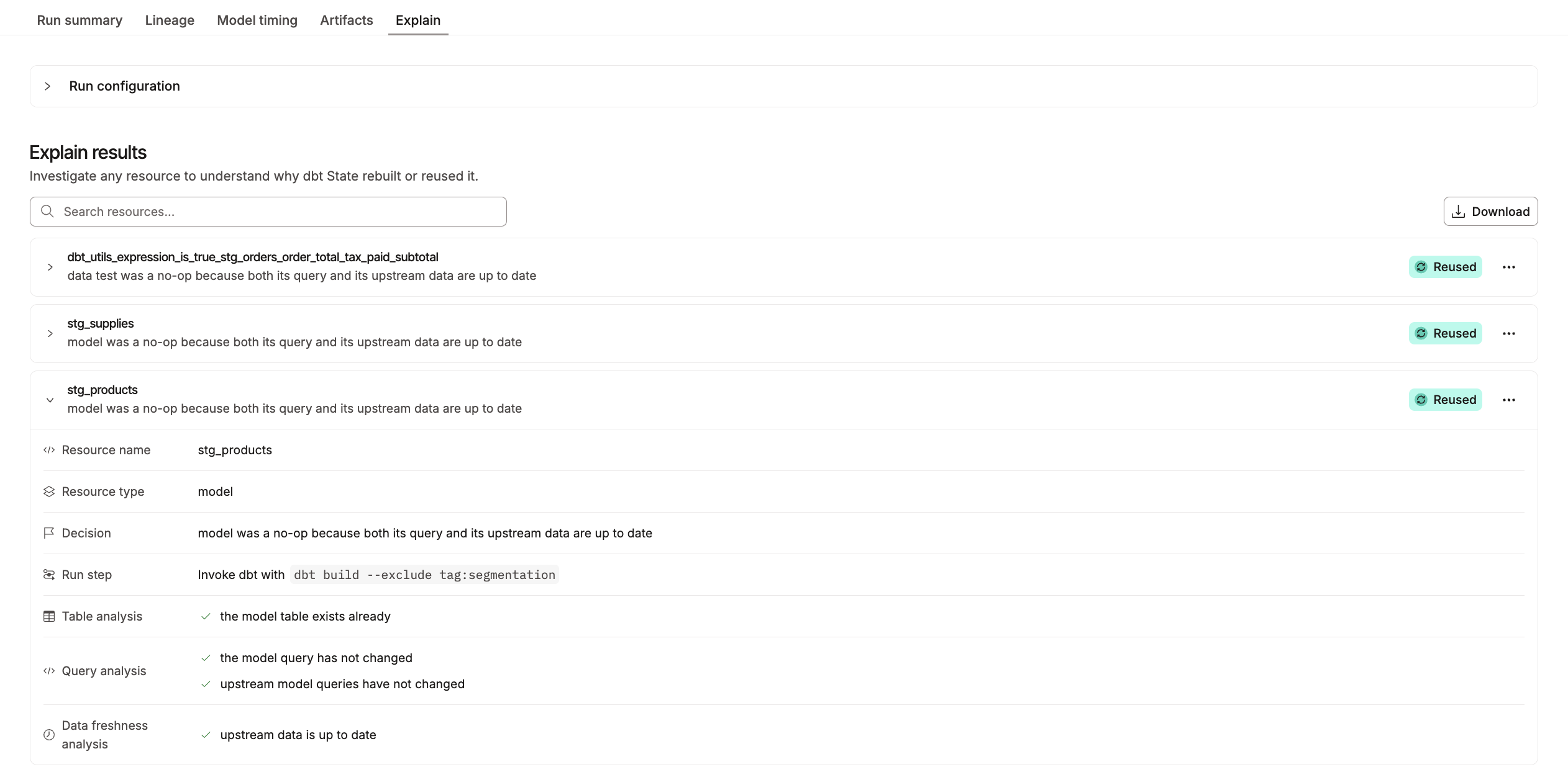 Explain tab showing the decision breakdown Explain tab showing the decision breakdown